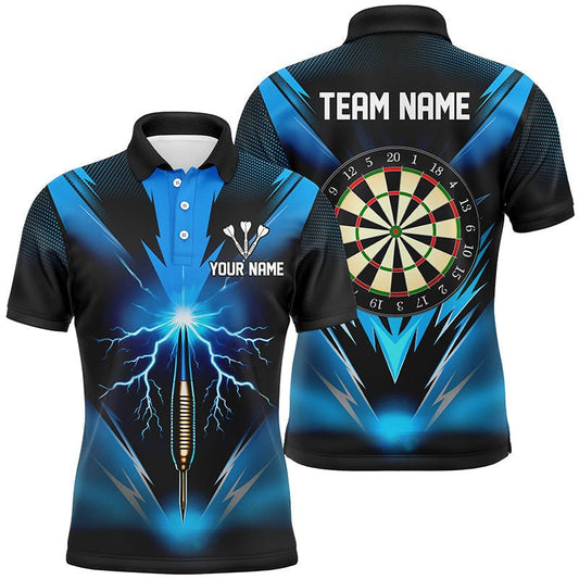 Blauer Blitz Herren Darts Polo Shirt | Personalisierte Dartshirts für Männer | Dart Trikots | Hochwertiges Material | L1373 - Outfitsuche