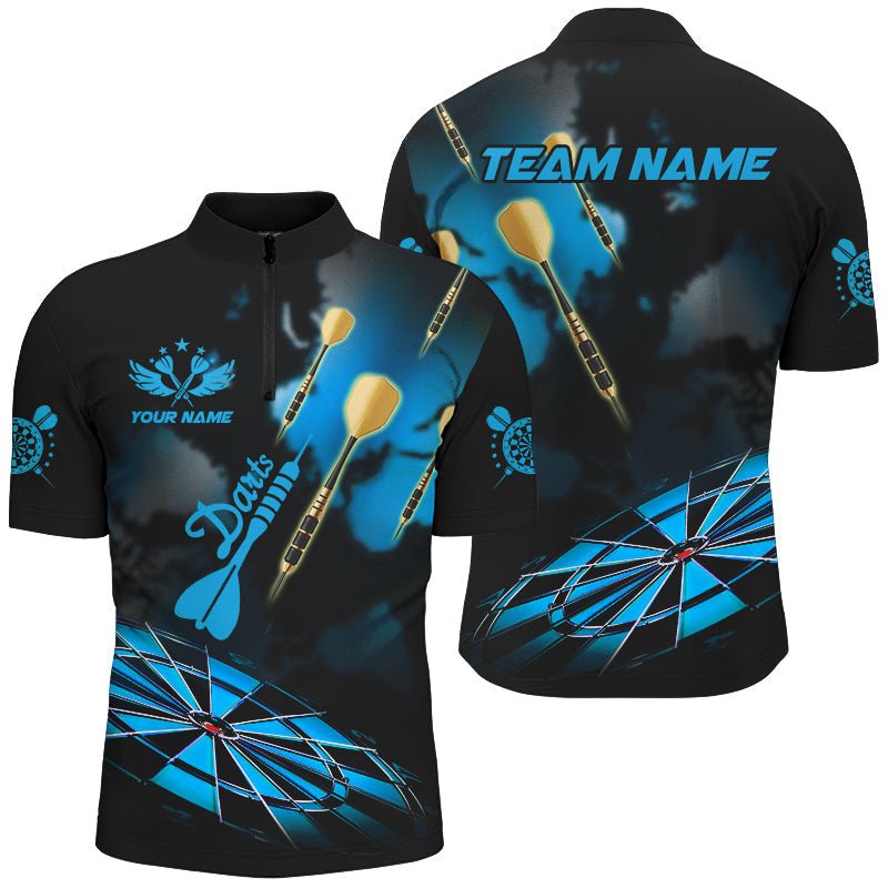 Blaues Dartboard mit Hazy Smoke - Individuelle Dart - Shirts für Herren, Dartliga - Teamshirt und Dart - Trikots T2842 - Outfitsuche