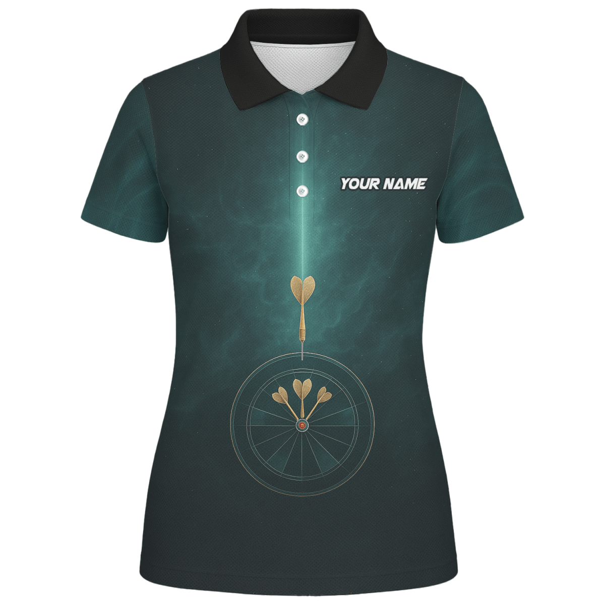 Damen Dart Polo Shirt - Personalisiert mit Wunschname Dunkelgrün Dartscheiben Design C2180 - Outfitsuche