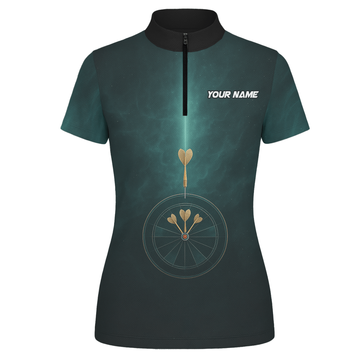 Damen Dart Polo Shirt - Personalisiert mit Wunschname Dunkelgrün Dartscheiben Design C2180 - Outfitsuche
