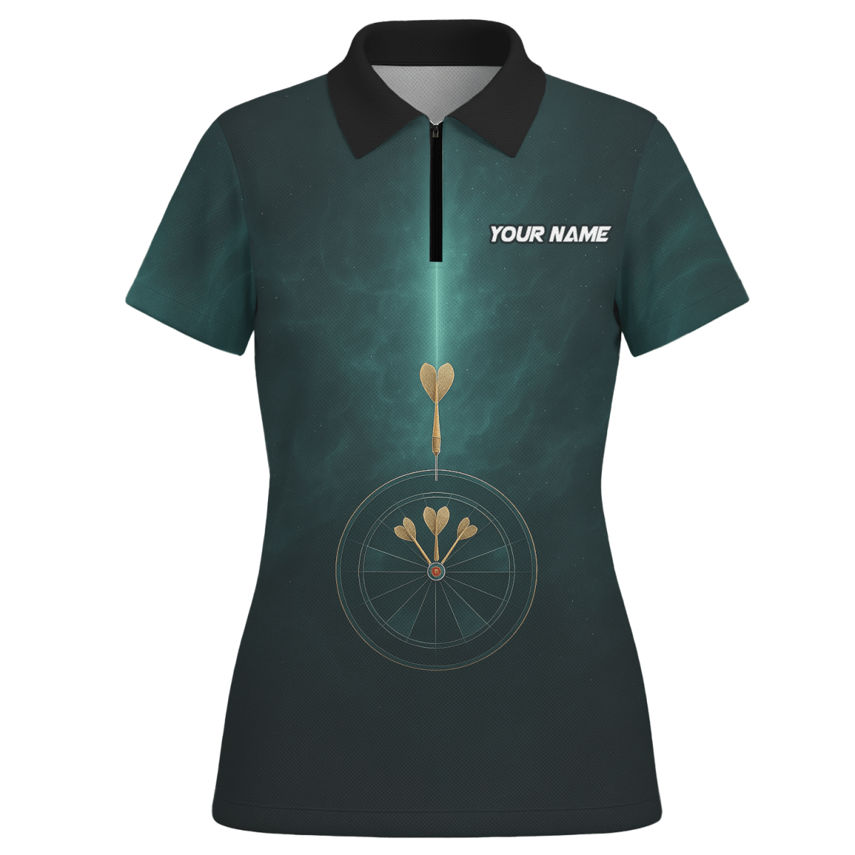 Damen Dart Polo Shirt - Personalisiert mit Wunschname Dunkelgrün Dartscheiben Design C2180 - Outfitsuche