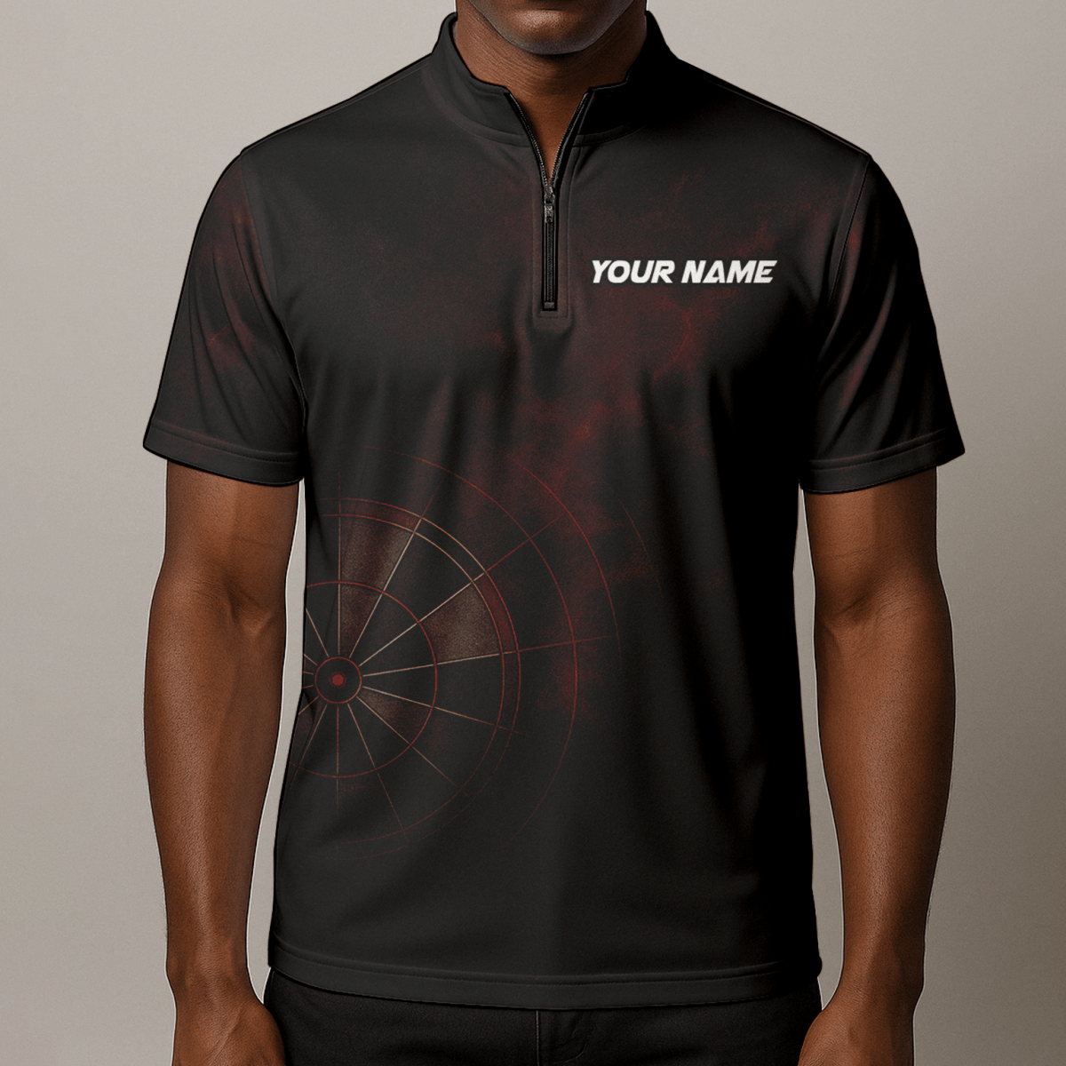Dart Polo Shirt Herren Personalisiert mit Namen & Team | Rot Schwarz Spider Grunge Design - Outfitsuche