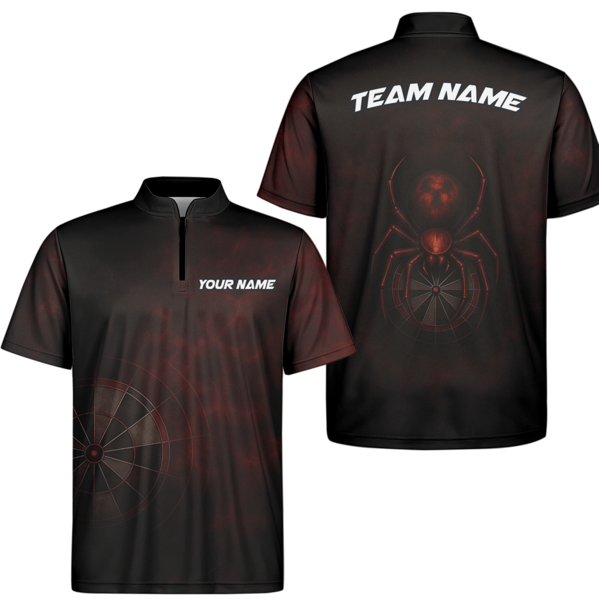 Dart Polo Shirt Herren Personalisiert mit Namen & Team | Rot Schwarz Spider Grunge Design - Outfitsuche