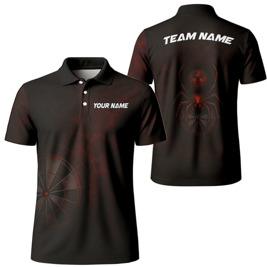 Dart Polo Shirt Herren Personalisiert mit Namen & Team | Rot Schwarz Spider Grunge Design - Outfitsuche
