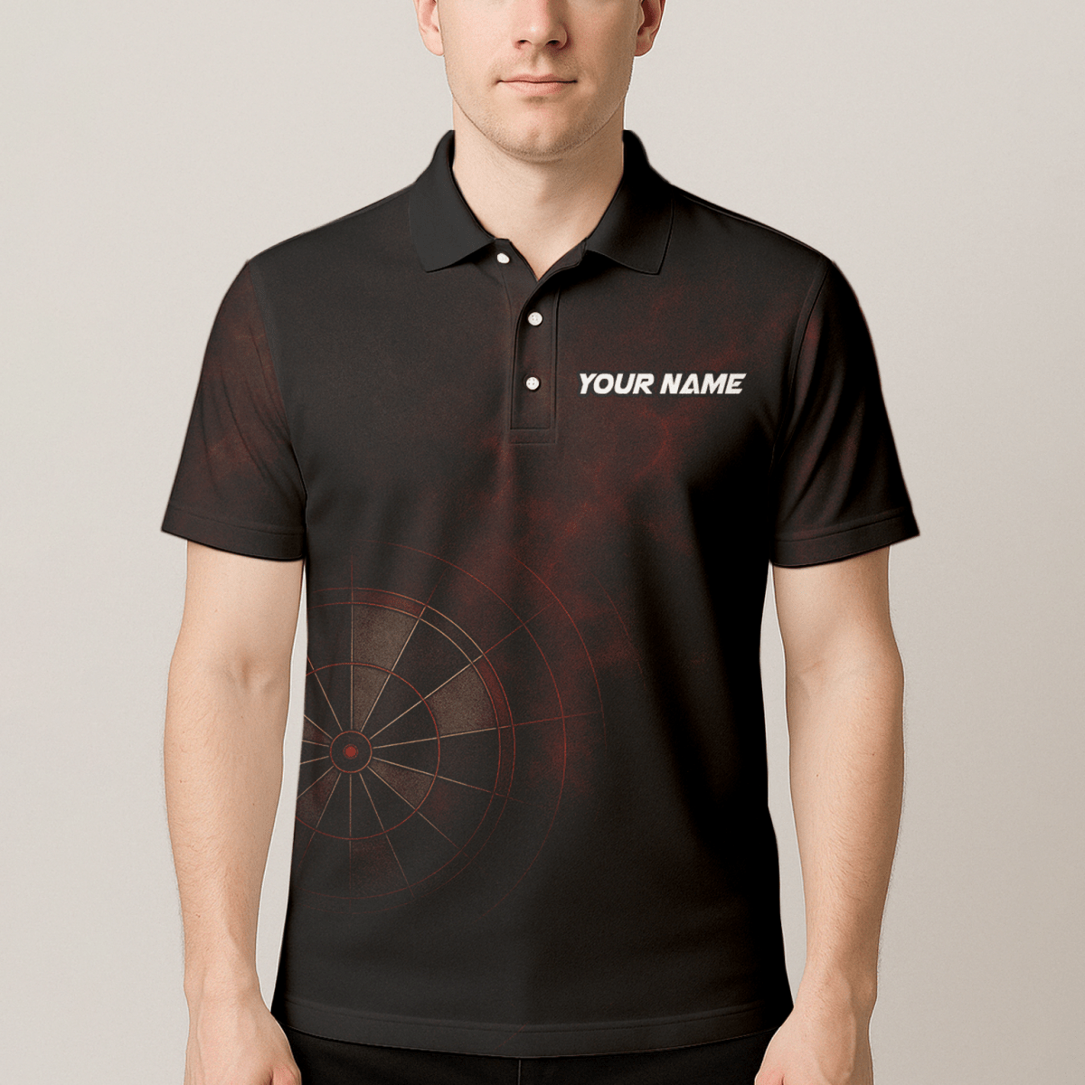 Dart Polo Shirt Herren Personalisiert mit Namen & Team | Rot Schwarz Spider Grunge Design - Outfitsuche