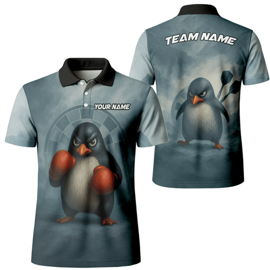 Dart Polohemd mit Boxendem Pinguin Design - Personalisiert mit Name (Team/Spieler) - Outfitsuche