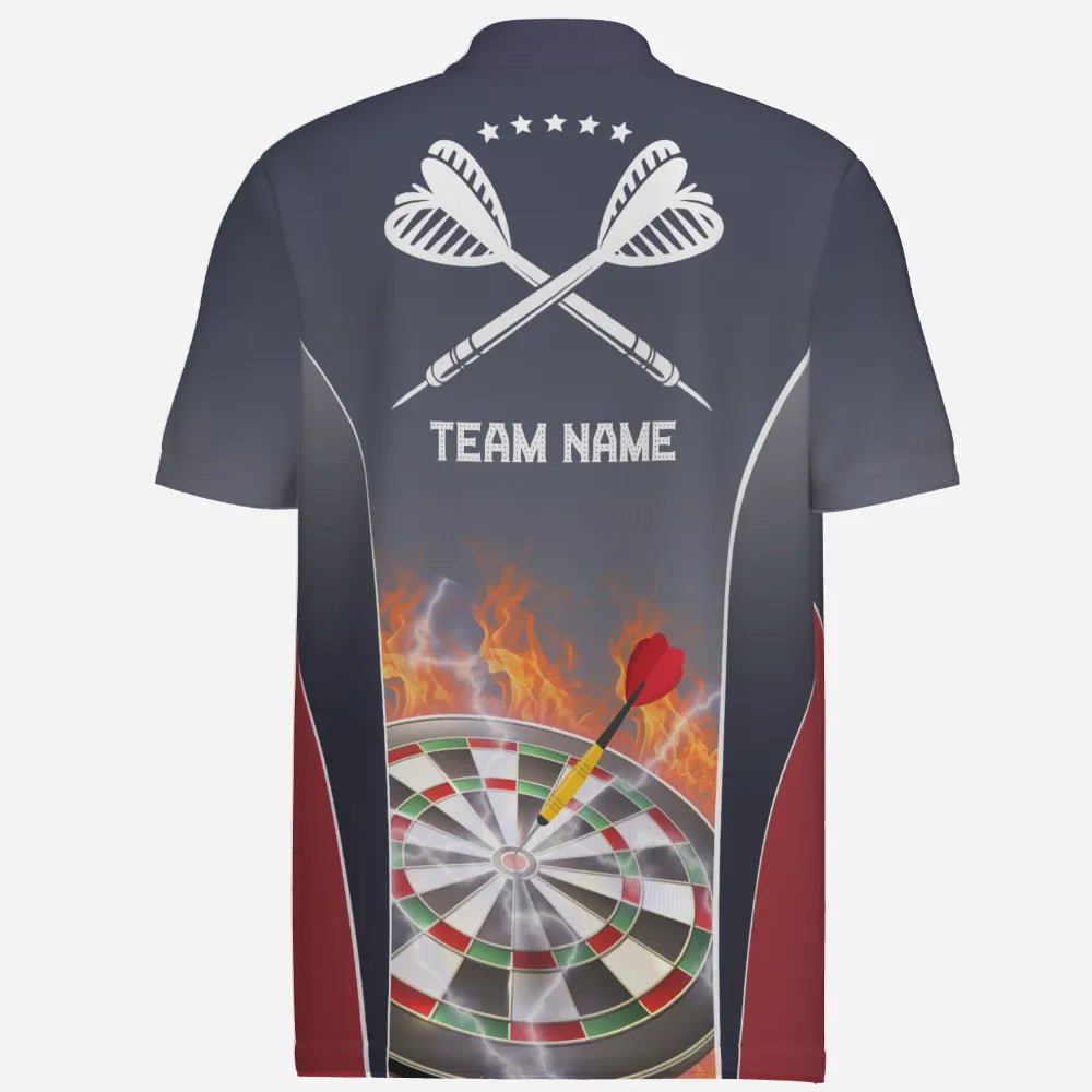 Deutschland Dynamik Dart-Polo-Shirt "Bulls-Eye Flare", personalisierbares Dartshirt für Herren mit feurigem Dartboard-Motiv Deutschland Flagge GM4920 - Outfitsuche