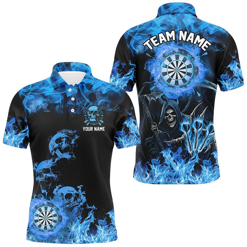Feuerflammen - Dartscheibe mit individuellem Totenkopf - Motiv – Gruselige Dart - Shirts für Männer | Blau T2903 - Outfitsuche