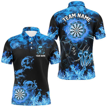 Feuerflammen - Dartscheibe mit individuellem Totenkopf - Motiv – Gruselige Dart - Shirts für Männer | Blau T2903 - Outfitsuche