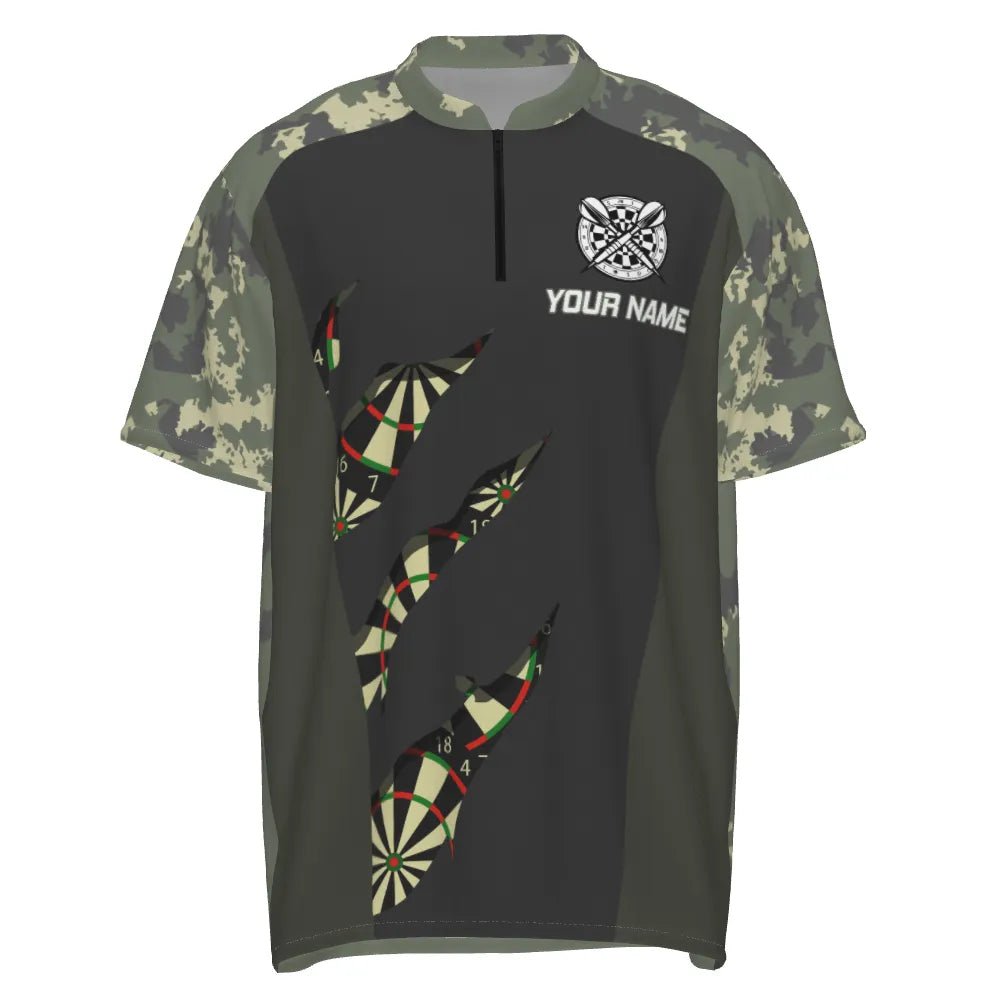 Grünes Tarnmuster Darts Herren Polo Shirt, individuell anpassbares Tarnmuster Darts Shirt für Männer, Darts Team Trikot C582 - Outfitsuche