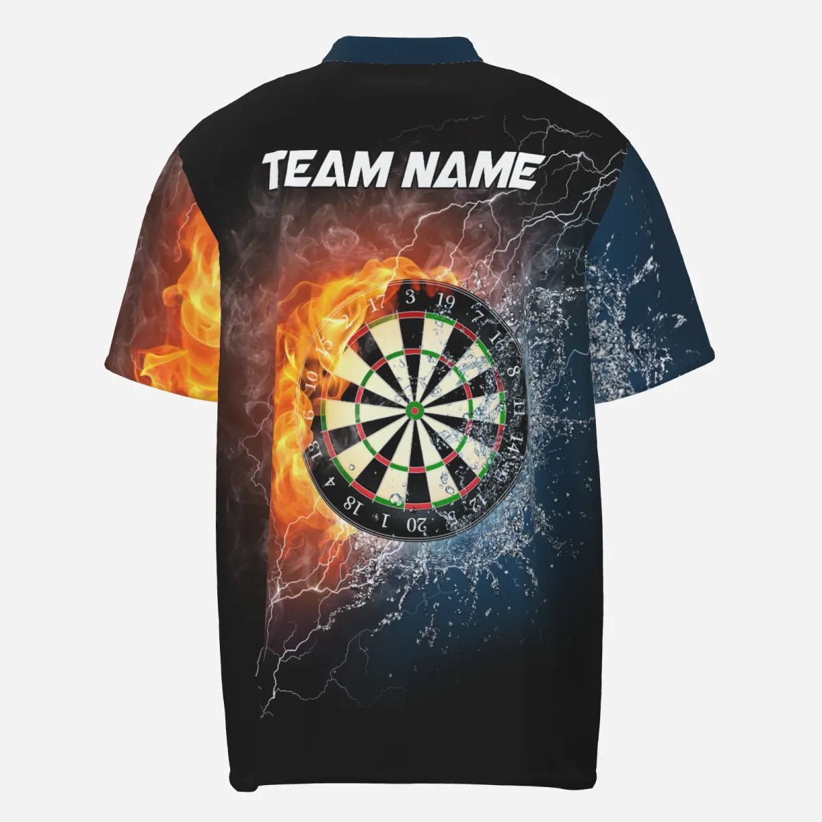 Herren Darts 1/4 Zip Trikot, Feuer - und Wasser - Dartboard Design, Thunder Farbe X550 - Outfitsuche