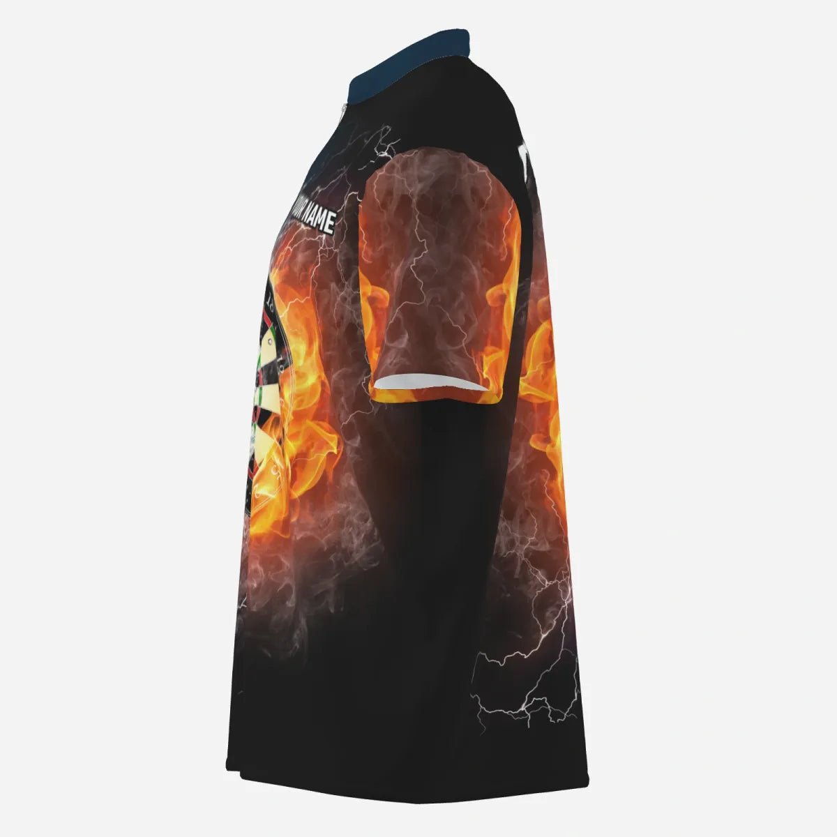 Herren Darts 1/4 Zip Trikot, Feuer - und Wasser - Dartboard Design, Thunder Farbe X550 - Outfitsuche