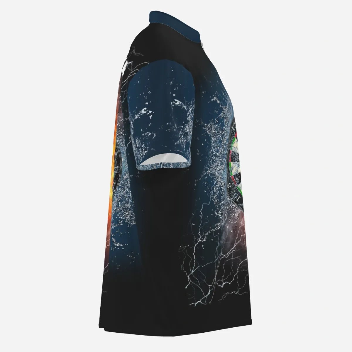 Herren Darts 1/4 Zip Trikot, Feuer - und Wasser - Dartboard Design, Thunder Farbe X550 - Outfitsuche