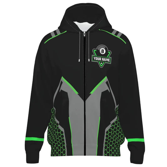 Herren Darts Kapuzenjacke in Schwarz - Grün mit 8 - Ball - Billard - Motiv V1058 - Outfitsuche