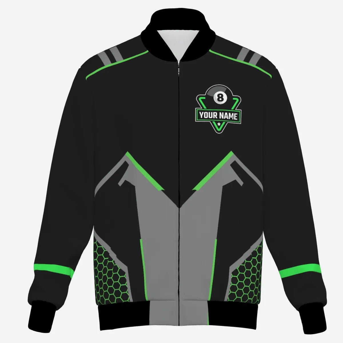 Herren Darts Kapuzenjacke in Schwarz - Grün mit 8 - Ball - Billard - Motiv V1058 - Outfitsuche