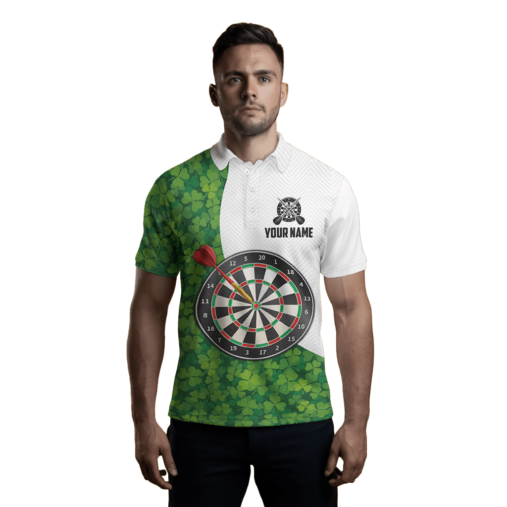 Herren Darts Polo Shirt mit grünem Kleeblatt - St. Patrick's Day L1479 - Outfitsuche