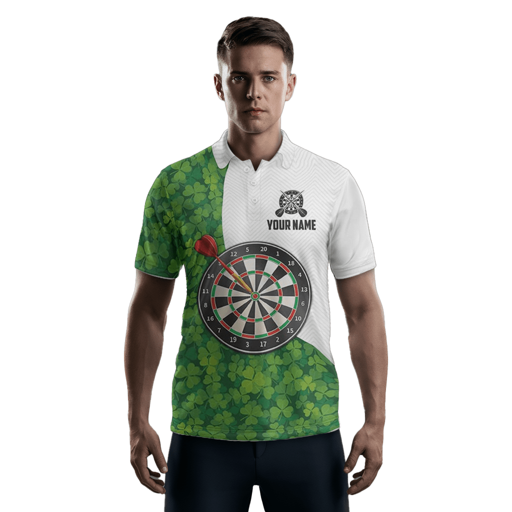 Herren Darts Polo Shirt mit grünem Kleeblatt - St. Patrick's Day L1479 - Outfitsuche
