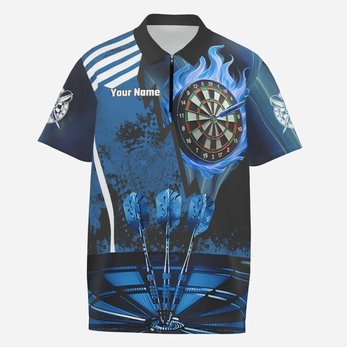 Herren Dartshirt mit blauem Feuerflammen - Design - Individuelles Ziel T2700 - Outfitsuche