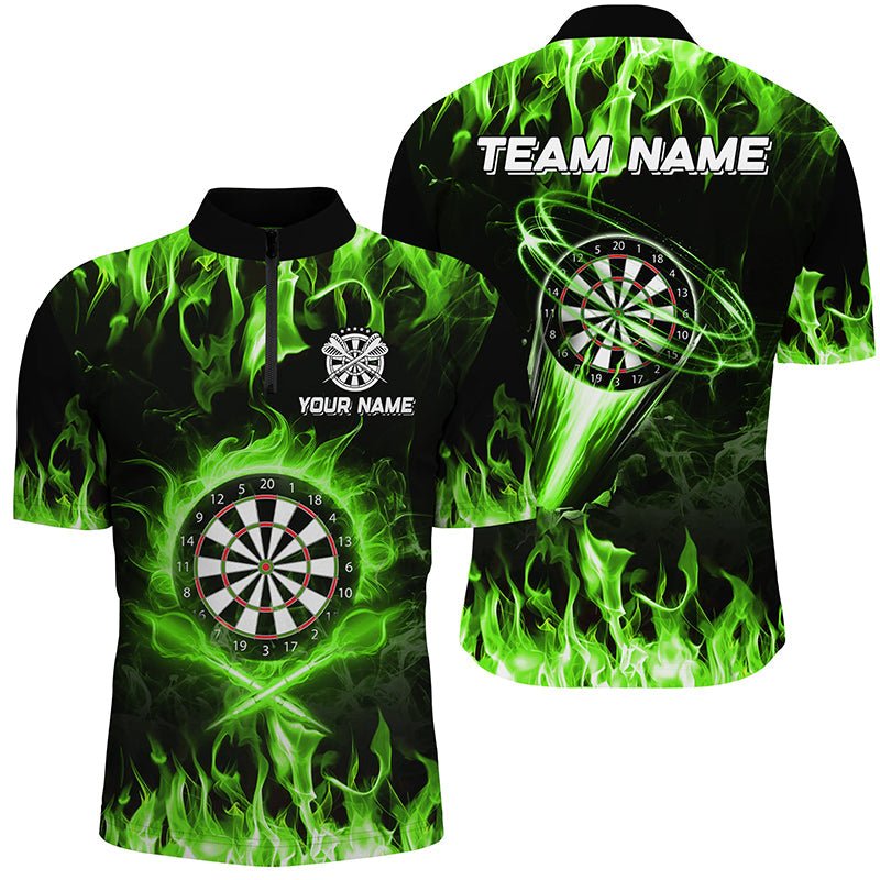 Herren Dartshirt mit grünem Feuerflammen - Motiv - Individuelles Lightning Darts League Trikot T2663 - Outfitsuche
