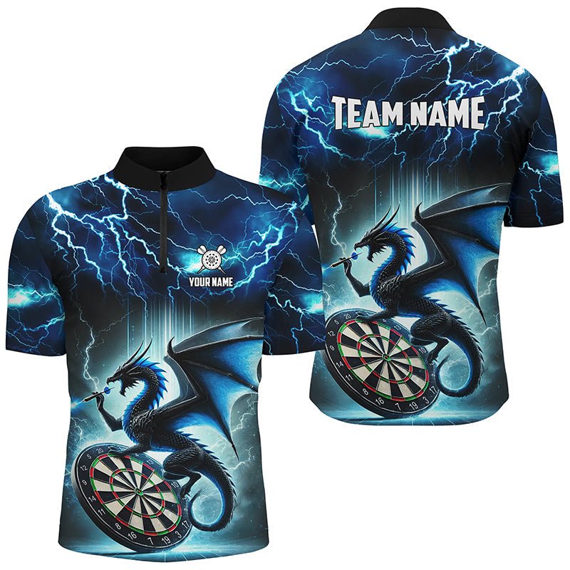 Herren Polo - und 1/4 Zip - Shirt mit Blitz, Drache und Thunder - Design in Blau - T2476 - Outfitsuche