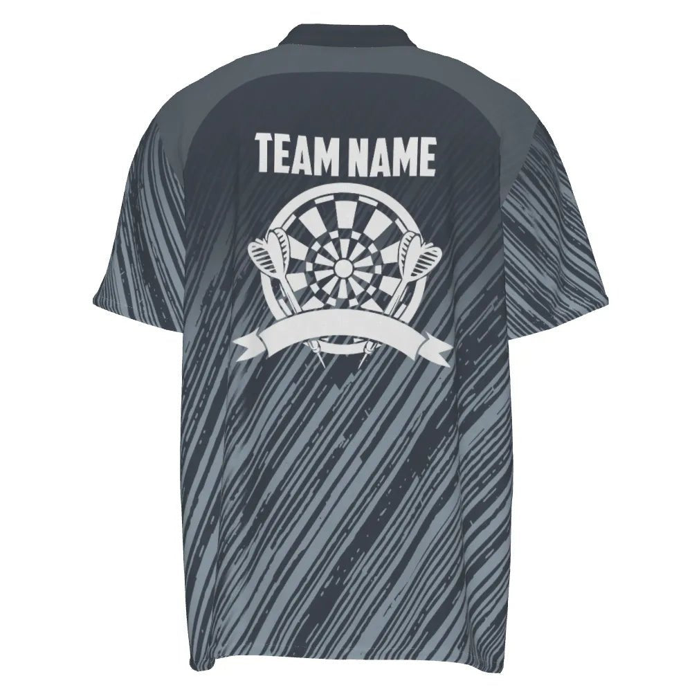 Individuelles Dart-Quarter-Zip-Shirt mit silbernen Sternen, cooles blaues Dart-Trikot für Herren L833 - Outfitsuche