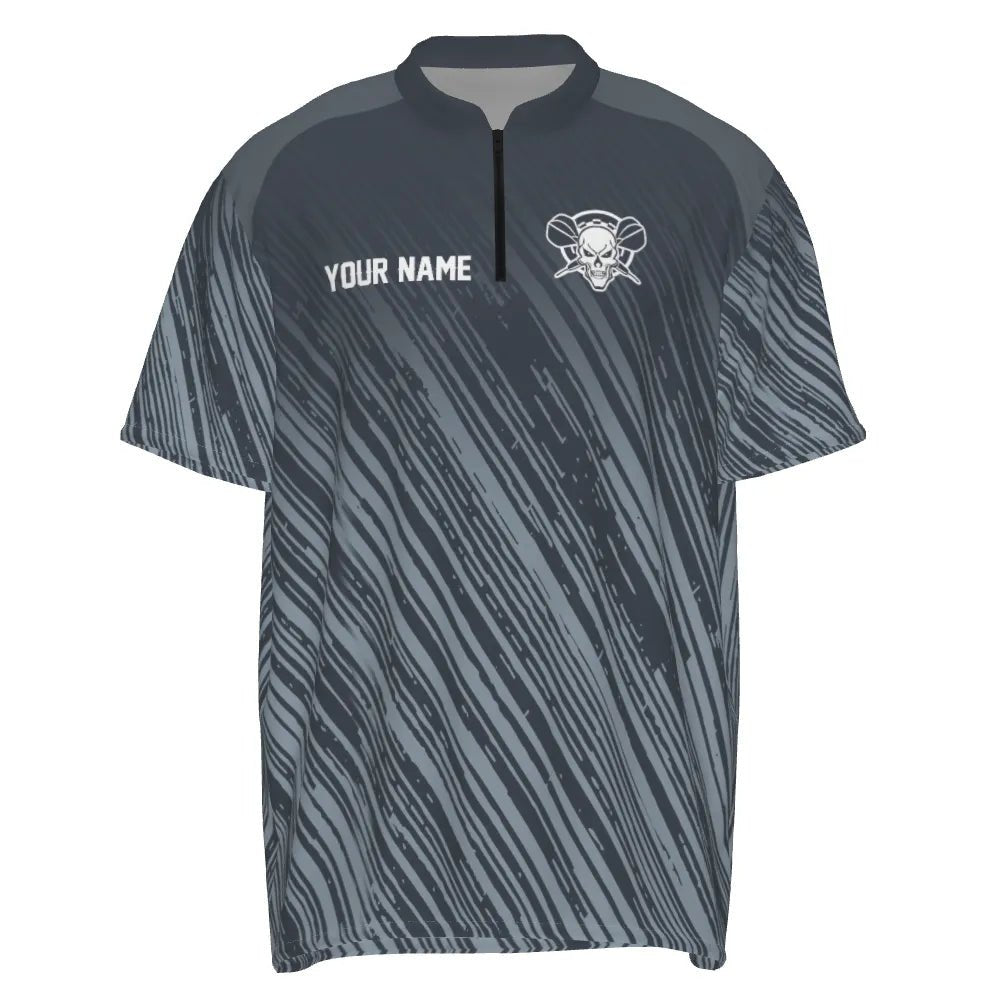Individuelles Dart-Quarter-Zip-Shirt mit silbernen Sternen, cooles blaues Dart-Trikot für Herren L833 - Outfitsuche