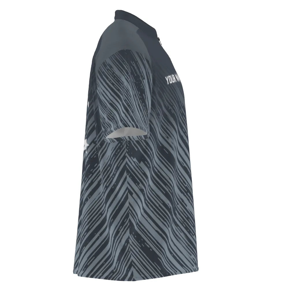 Individuelles Dart-Quarter-Zip-Shirt mit silbernen Sternen, cooles blaues Dart-Trikot für Herren L833 - Outfitsuche