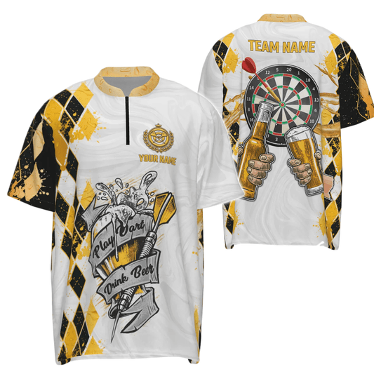 Individuelles Dartspiel-Biertrinken 1/4 Zip Shirt mit Argyle-Muster, Dartshirt für Herren S49 z - Outfitsuche