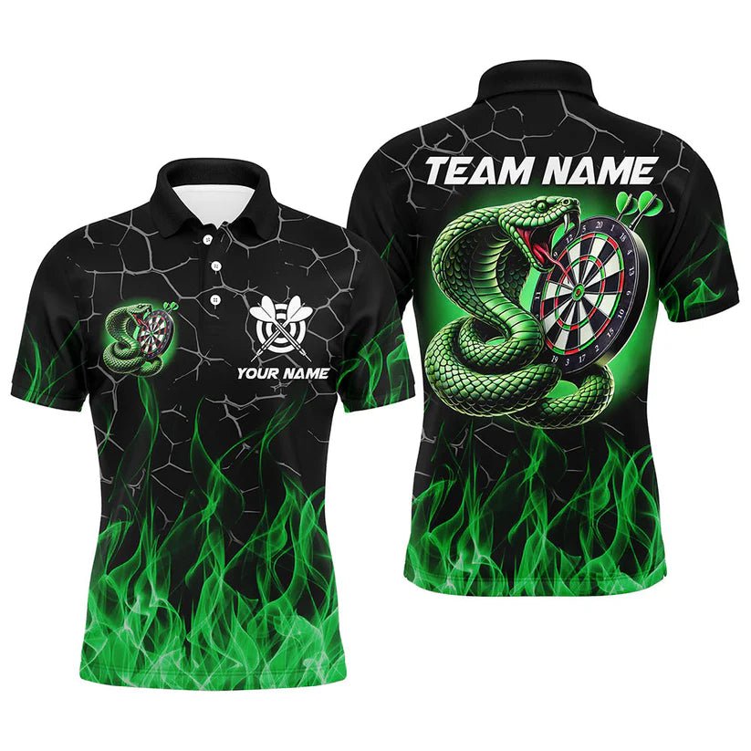 Individuelles Herren Dartshirt mit grünen Flammen - Modell T2108 - Outfitsuche
