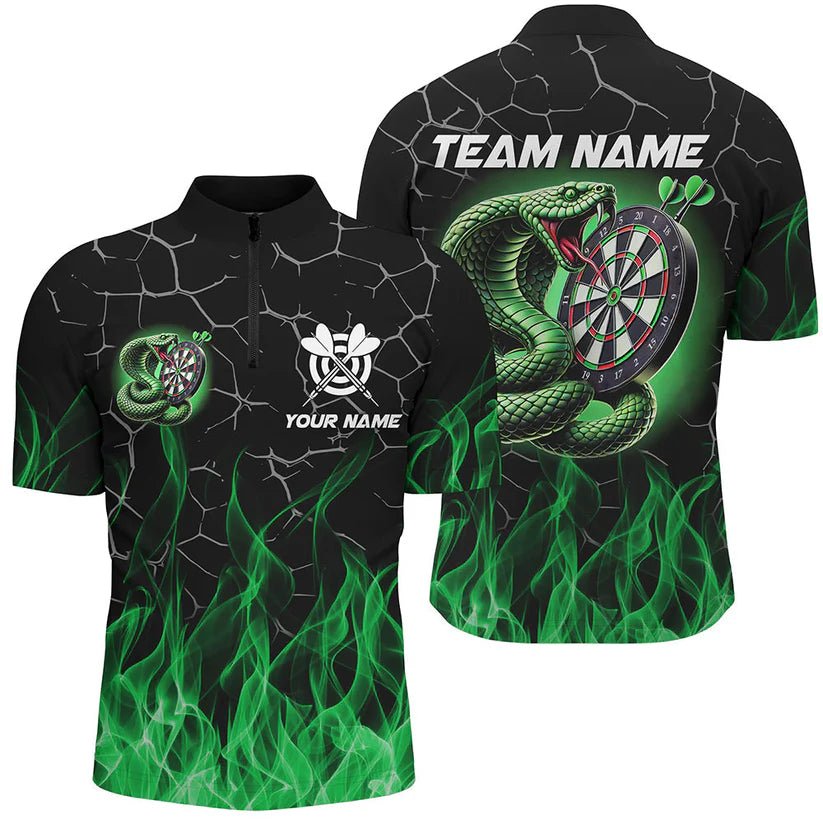 Individuelles Herren Dartshirt mit grünen Flammen - Modell T2108 - Outfitsuche