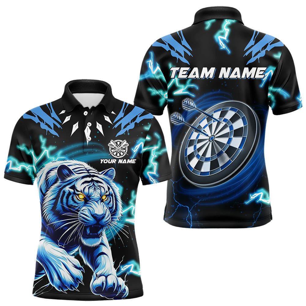 Personalisierte Blaue 3D Tiger Donner Blitz Dart Shirts für Darts Liga T3384 - Outfitsuche