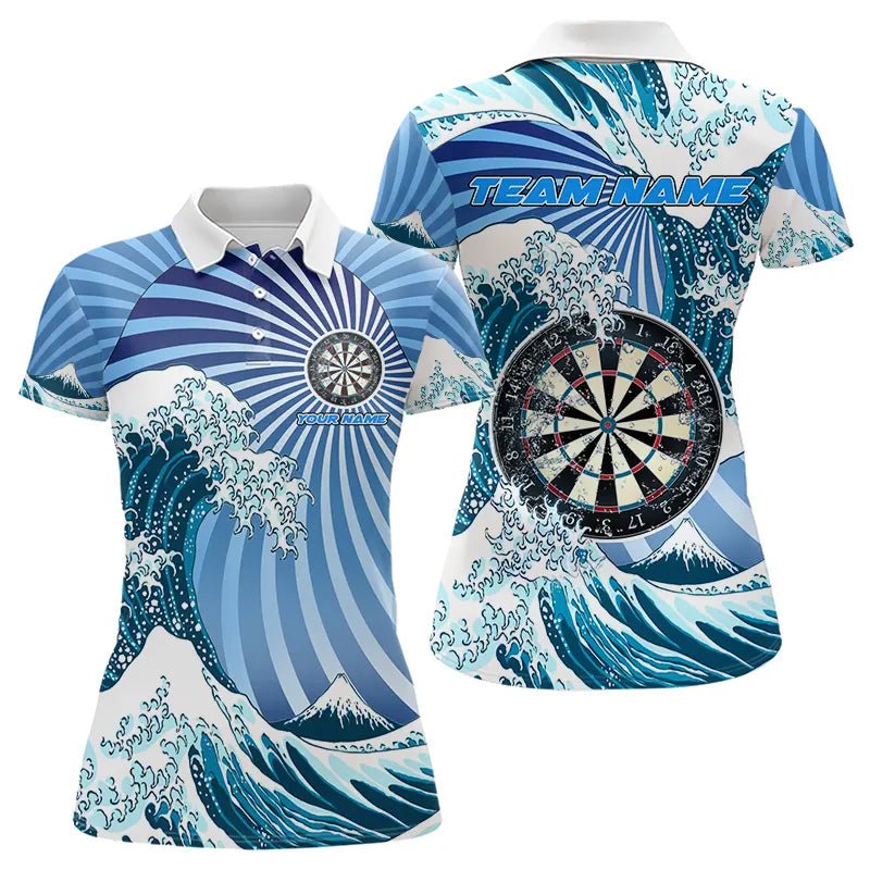 Personalisierte Blaue Darts Wellen Polo - Shirt Lustiges Dart - Trikot T3419 - Outfitsuche
