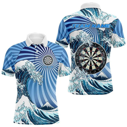 Personalisierte Blaue Darts Wellen Polo - Shirt Lustiges Dart - Trikot T3419 - Outfitsuche
