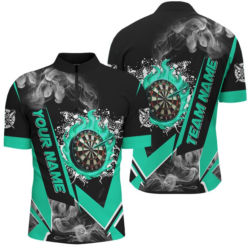 Personalisierte Dartboard - Feuer - Flamme Rauch Dart - Shirts für Männer, Dart - Team - Trikots | Türkis T2812 - Outfitsuche