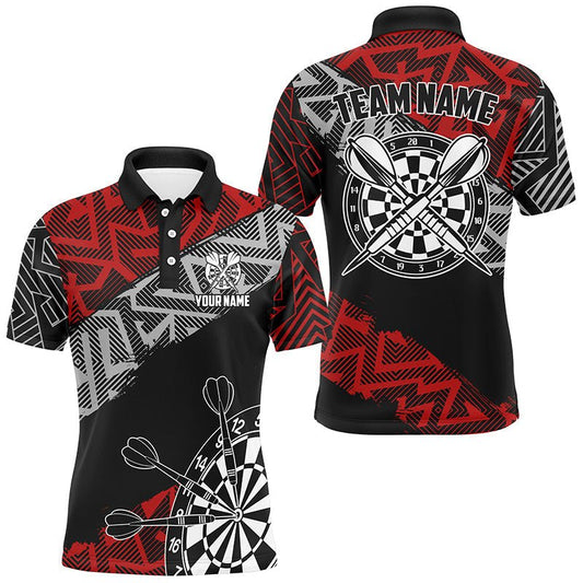 Personalisierte Darts - Shirts für Männer mit Zick - Zack - Muster – Coole Darts - Teamtrikots in Rot T2791 - Outfitsuche