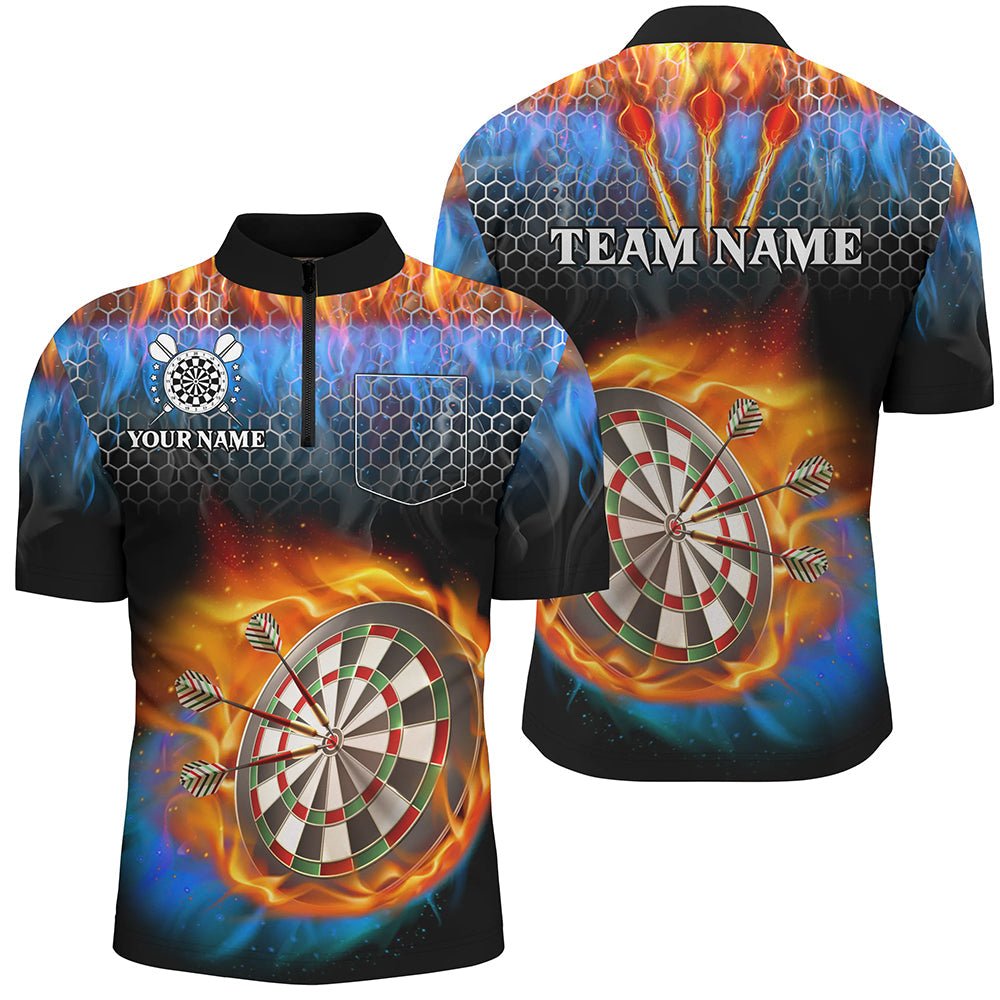 Personalisierte Dartscheibe „Wasser und Feuer“ - 3D - gedruckte Dartshirts für Herren mit Taschen und Darts - Jerseys T3063 - Outfitsuche