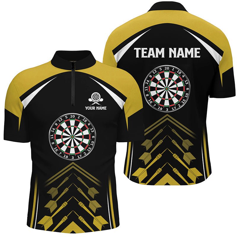 Personalisierte Gelb-Schwarzes Herren Darts Polo Shirt | Maßgeschneidertes Darts Shirt für Männer | Dart Trikots L1466 - Outfitsuche