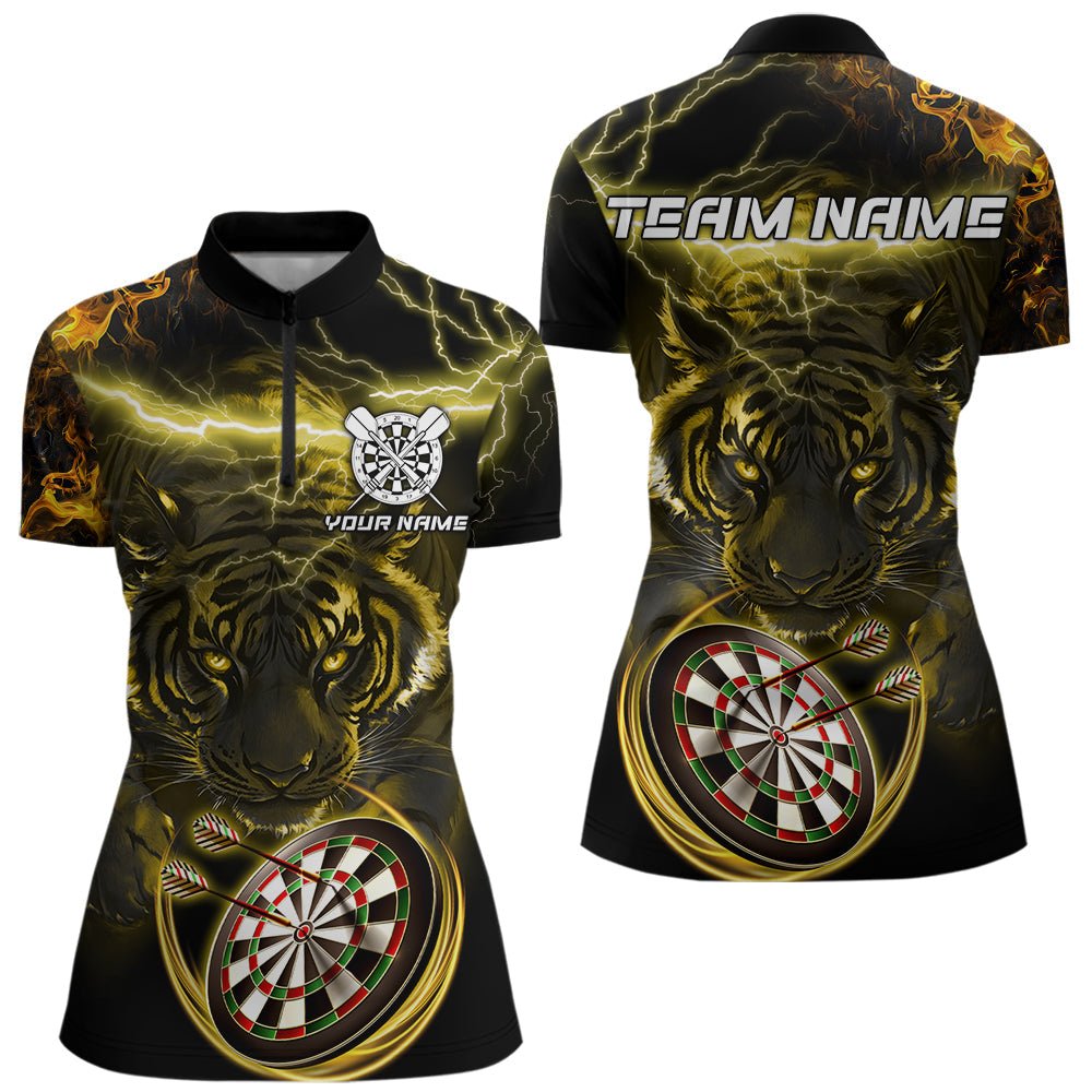 Personalisierte Gelbe Blitz Gewitter Tiger Dart Polo Shirts für Dartmannschaften N9465 - Outfitsuche