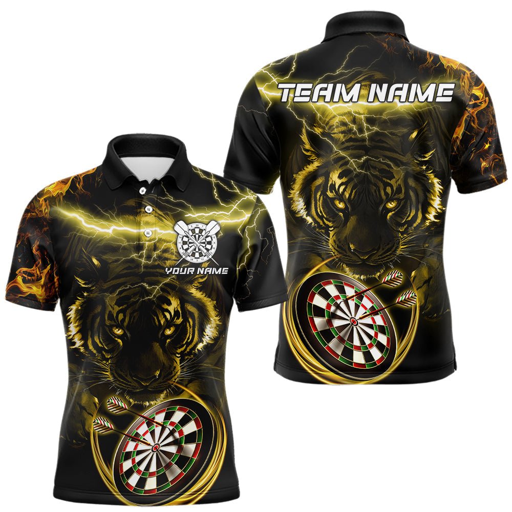 Personalisierte Gelbe Blitz Gewitter Tiger Dart Polo Shirts für Dartmannschaften N9465 - Outfitsuche