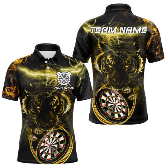 Personalisierte Gelbe Blitz Gewitter Tiger Dart Polo Shirts für Dartmannschaften N9465 - Outfitsuche