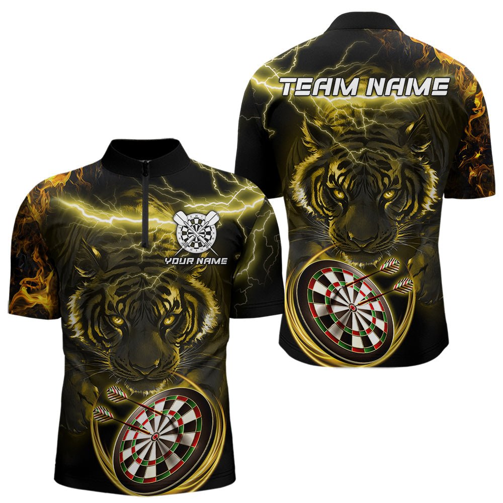Personalisierte Gelbe Blitz Gewitter Tiger Dart Polo Shirts für Dartmannschaften N9465 - Outfitsuche