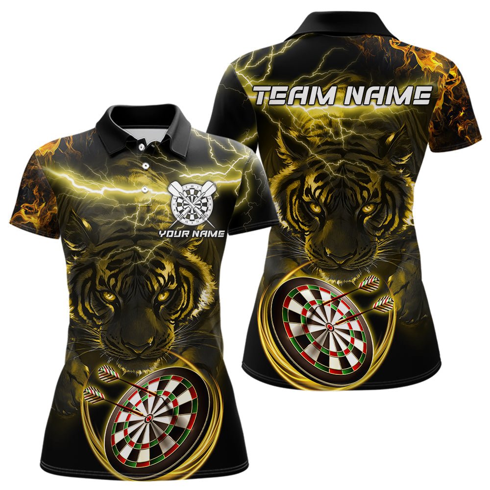 Personalisierte Gelbe Blitz Gewitter Tiger Dart Polo Shirts für Dartmannschaften N9465 - Outfitsuche