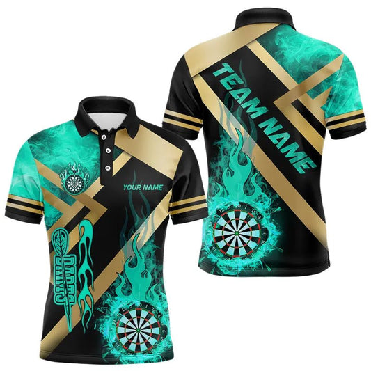 Personalisierte Gold - und Türkis - Dartboard - Feuerflammen - Dartshirts für Teams T3402 - Outfitsuche