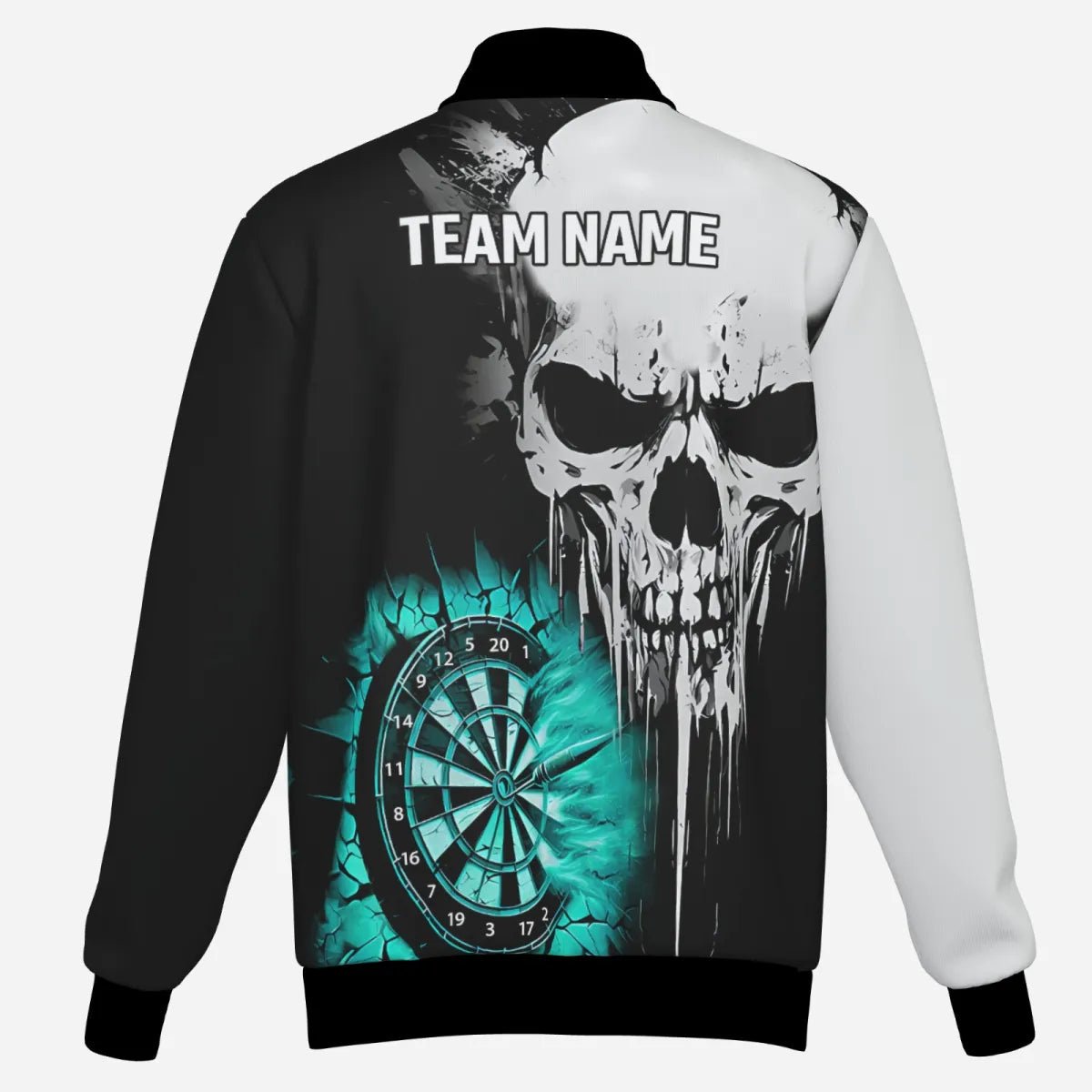 Personalisierte Herren Darts Kapuzenjacke Grunge Skull Riss - Wand - Individuelle Gruselige Dart - Teambekleidung | Türkis T2784 - Outfitsuche
