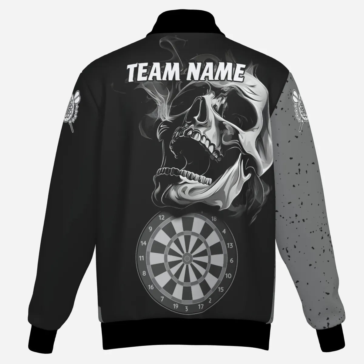 Personalisierte Herren Darts Kapuzenjacke mit rauchendem Totenkopf , Team Jacke T2804 - Outfitsuche