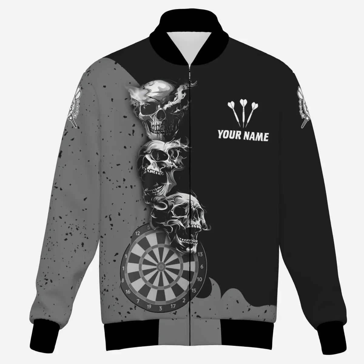 Personalisierte Herren Darts Kapuzenjacke mit rauchendem Totenkopf , Team Jacke T2804 - Outfitsuche