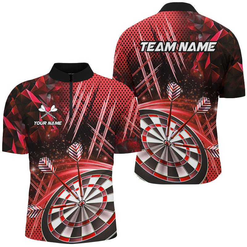 Personalisierte Herren Dartshirt in Rot mit Glitzer - Teamname T2582 - Outfitsuche