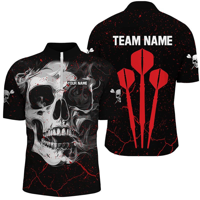 Personalisierte Herren Dartshirt mit rotem Rauch - Skull - Größe L, Pfeil T2595 - Outfitsuche
