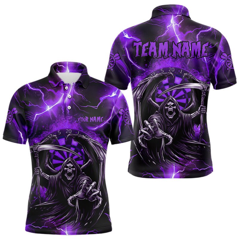 Personalisierte Lila Totenkopf Custom Thunder Lightning Dart Shirts, 3D Darts Team Trikots T3550 - Outfitsuche