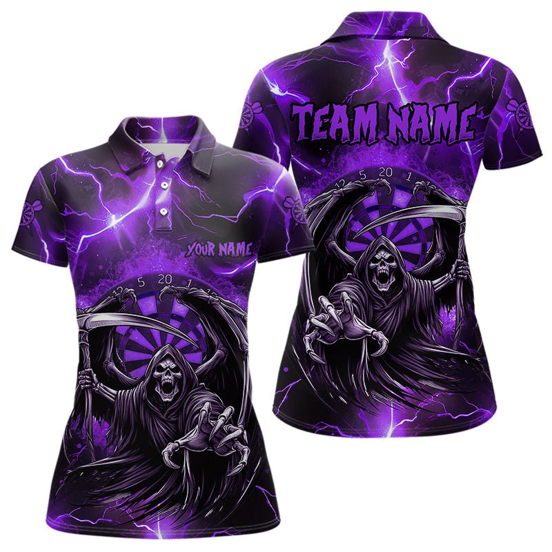 Personalisierte Lila Totenkopf Custom Thunder Lightning Dart Shirts, 3D Darts Team Trikots T3550 - Outfitsuche